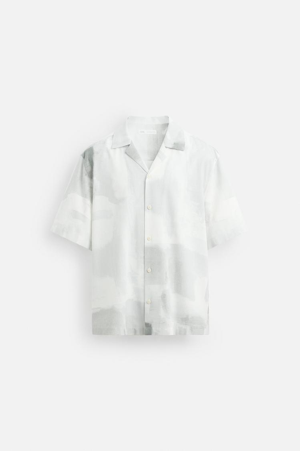 ZARA РУБАШКА С АБСТРАКТНЫМ ПРИНТОМ, СЕРЫЙ