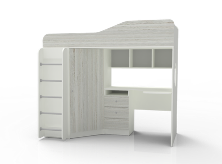 Кровать-чердак КарИВи Кадет 1 с металлической лестницей Белый  Винтерберг