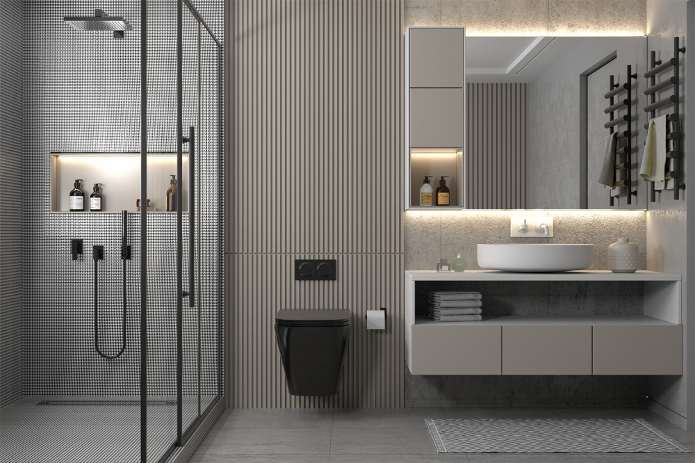 Комплект подвесной унитаз ABBER Rechteck AC1201MB черный матовый с инсталляцией AC0105 и кнопкой AC0121RG золото розовое