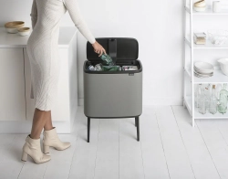 Brabantia Bo Touch 11+23л мусорный контейнер для минерального бетона серый