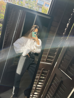 Блуза из шелковой тафты с пышными рукавами