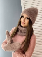 шапка снуд и варежки набор 3 в 1