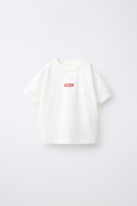 ZARA X PUKAS ФУТБОЛКА С ЛОГОТИПОМ И ФОТО PUKAS SURF, БЕЛЫЙ
