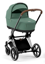 Коляска 3 в 1 Cybex Priam IV Chrome Brown complete и автокресло Aton S2 i-Size Ocean Blue Leaf Green