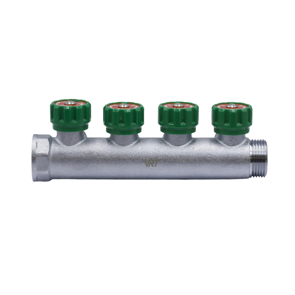 Коллектор 1''x3/4'' (евроконус) с регулировочными вентилями для подачи водоснабжения VRT (4 вых)