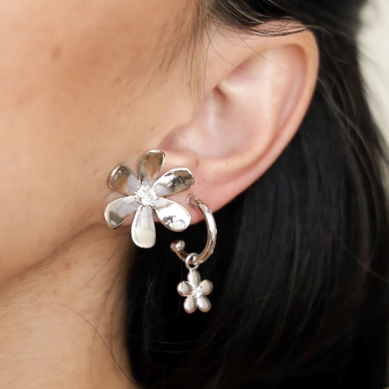 Серьги Акцентные Ромашки – Серебро