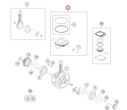 Поршень II KTM, HQV, GASGAS MC-450F к-кт