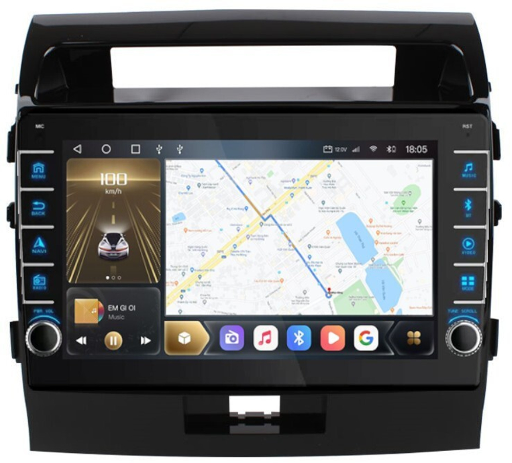 Магнитола для Toyota Land Cruiser 200 2007-2015 (экран климата внизу) - Carmedia OL-1620-1 (кнопки и крутилки), Android 12, TS10, CarPlay, 4G SIM-слот