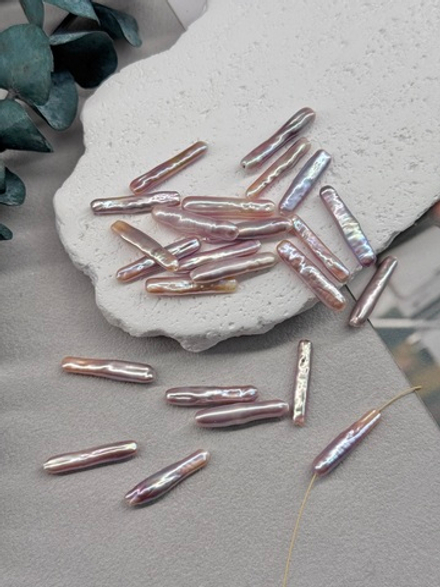 Натуральный жемчуг бива, розовый, 30*6 (примерно) штука