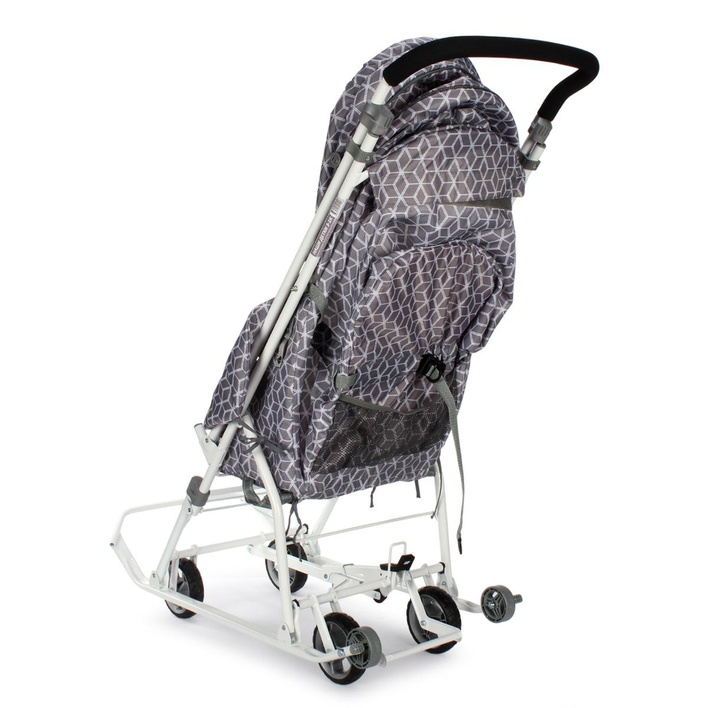 Санки-коляска "Наши Детки 3-1К" с ромбиками серый