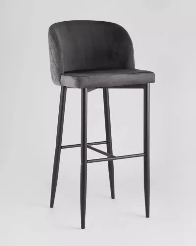 Стул барный Оскар велюр серый
