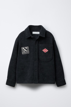 ZARA ВЕЛЬВЕТОВАЯ КУРТКА-РУБАШКА COMFORT С ФЛИСОМ, МОРСКОЙ СИНИЙ