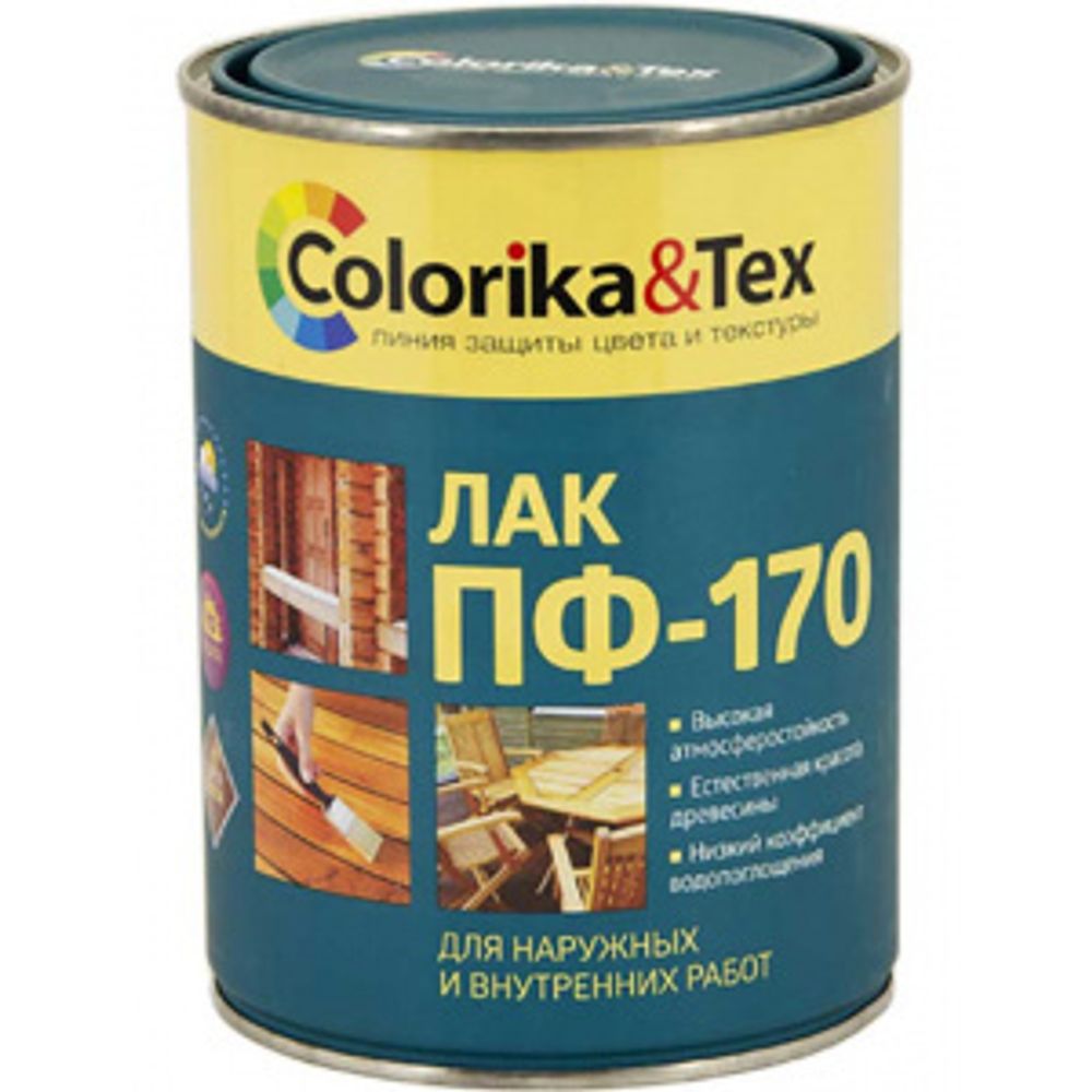 ЛАК COLORIKA&amp;TEX ПФ-170 Д НАРУЖ И ВНУТР РАБОТ 0,8Л