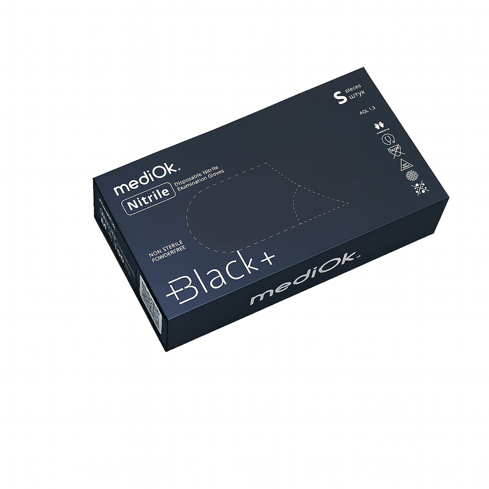 Перчатки нитриловые MediOk ЧЕРНЫЕ, S, 50 пар в упаковке