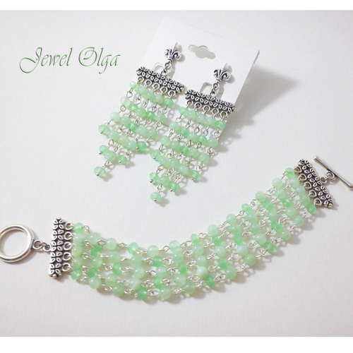 Браслет широкий с ониксом "Весеннее настроение"