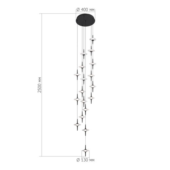 SL6231.403.18 Светильник подвесной ST-Luce Черный/Прозрачный LED 18*5W 4000K ZENITH