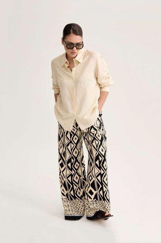 Брюки на резинке из вискозы, геометричный принт