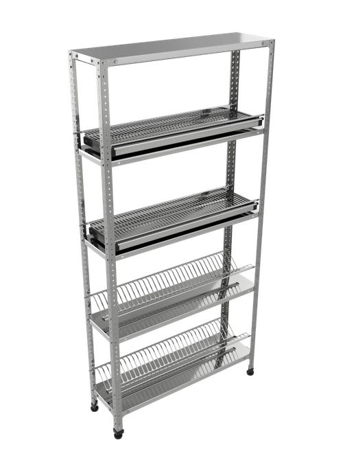 Стеллаж нержавеющий для посуды "Профи" СПн-33/2, 880х260х1800 мм