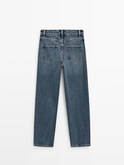 Massimo Dutti Джинсы свободного кроя с высокой талией, средне-синий