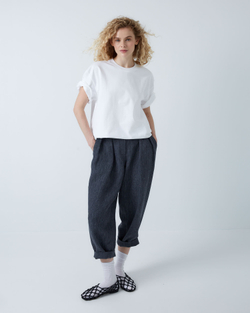 Брюки из смесового льна Брунелло Кучинелли темно-серый