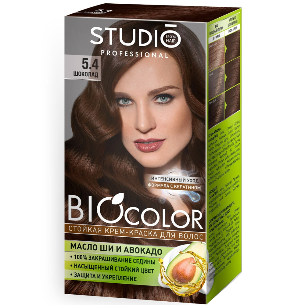 Essem Hair Studio Professional BioColor стойкая крем-краска для волос, 5.4 Шоколад, 115 мл