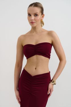 Топ с драпировкой из вискозы цвета бордо