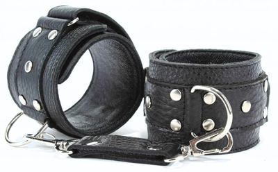 Черные кожаные оковы на липучке (Цвет: черный)