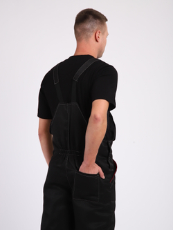 Полукомбинезон рабочий на молнии черный плотный на лямках