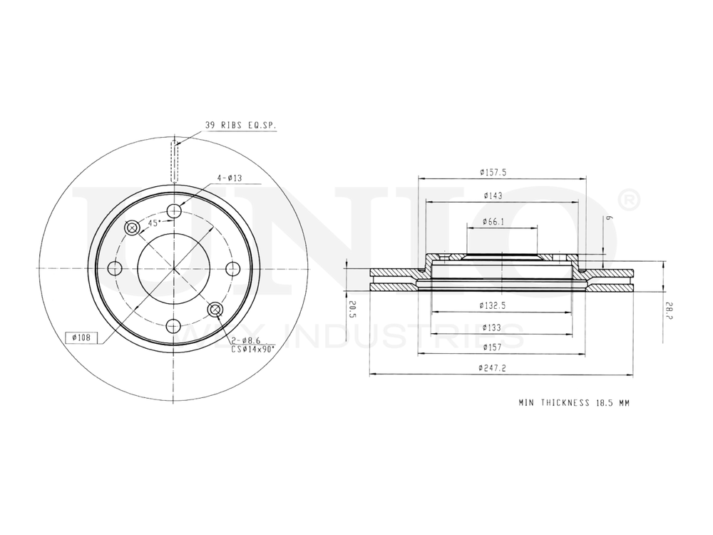 Диск тормозной передний UNIO BRD-20201