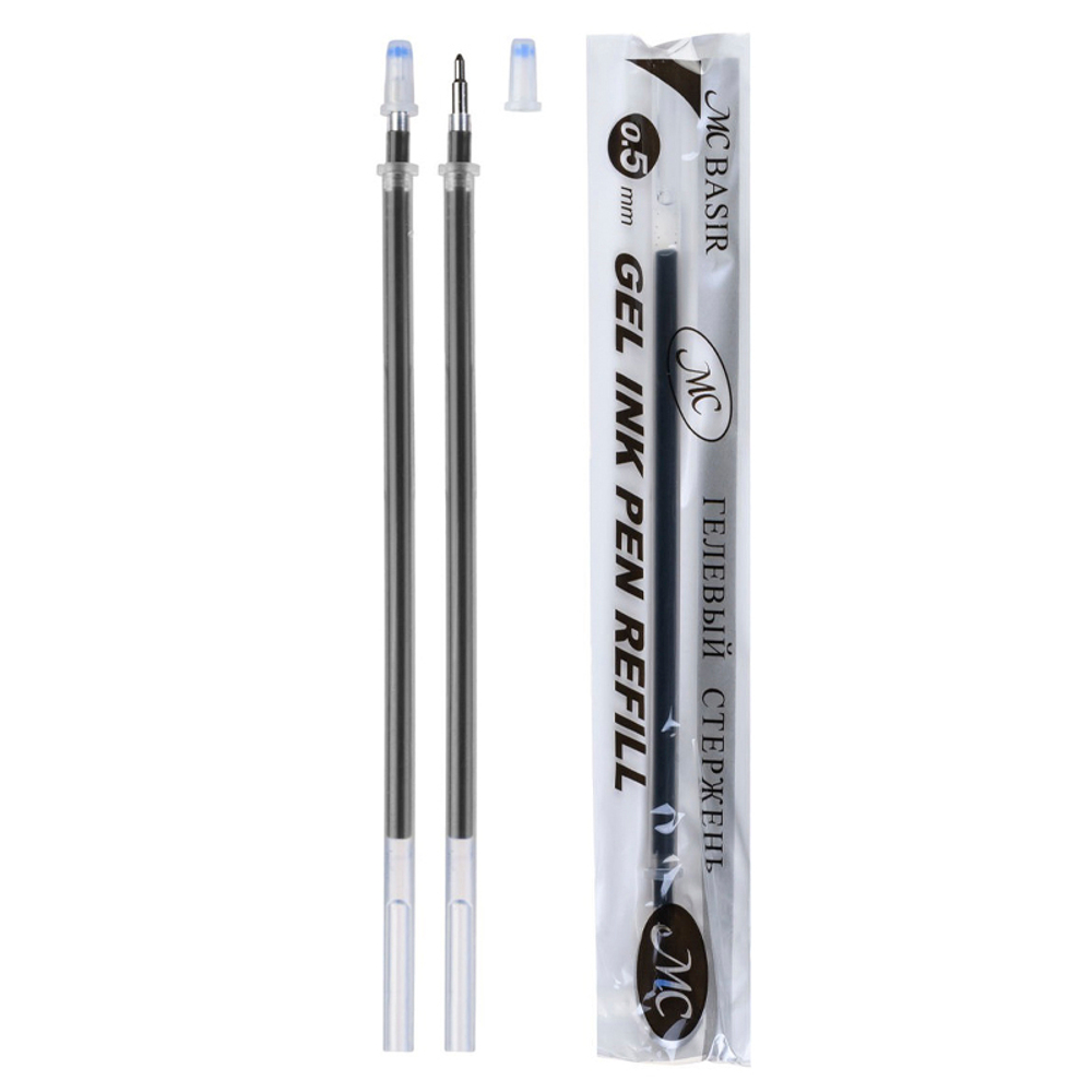 Стержень для гелевой ручки, Basir, чёрные чернила, игольчатый, 12.9 см, 0.5 мм, 12 шт