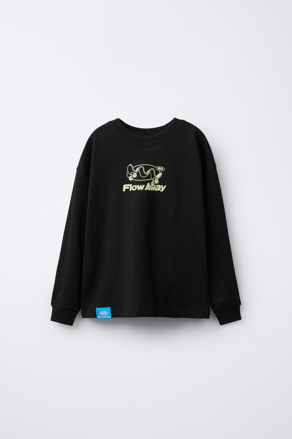 ZARA ЛОНГСЛИВ С ПРИНТОМ "СКЕЙТ", ЧЕРНЫЙ