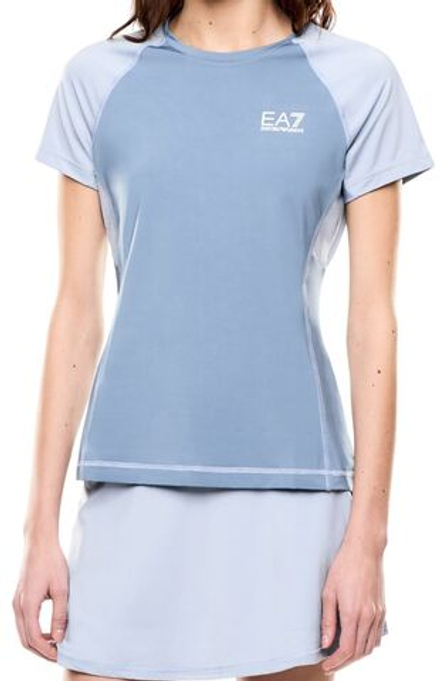 Женская теннисная футболка EA7 Tennis Pro In Ventus7 - blue horizon/zen blue