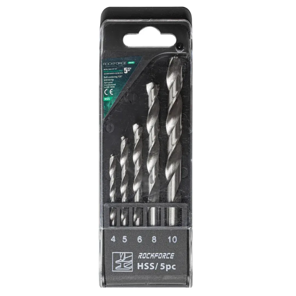 Набор сверл по металлу, 5пр.(4,5,6,8,10мм), в пластиковом футляре RockForce##Rock FORCE RF-DBS05
