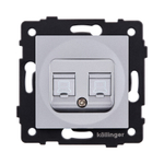 Розетка двойная Ethernet RJ45 Cat.5, серый Kollinger REA-015GY для Aspekt, Eleganz, Reflex