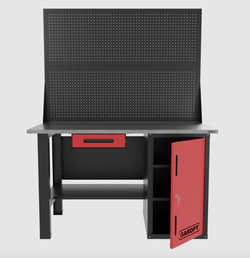Верстак однотумбовый с ящиком и двумя экранами 1400*700 GAROPT красный, GT1400STDY1PP2.red