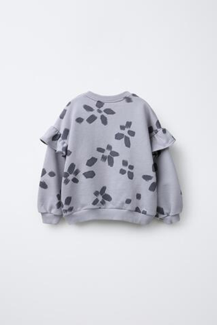 ZARA ТОЛСТОВКА С ЦВЕТОЧНЫМ ПРИНТОМ, СЕРЫЙ/СИНИЙ