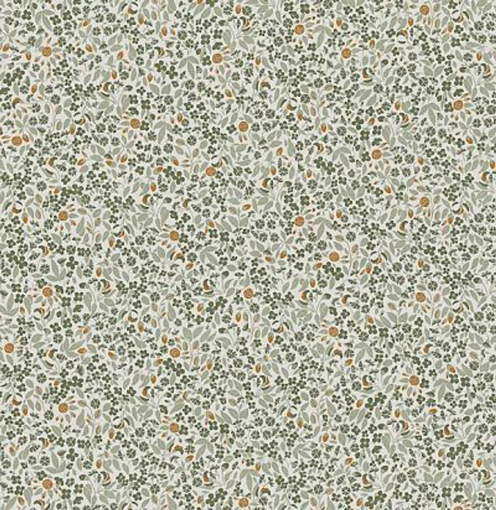 Мелкораппортный растительный дизайн с листьями, цветами и ягодами