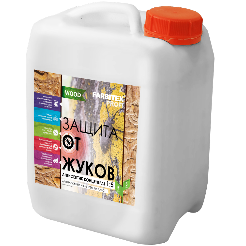 Защита от жуков антисептик концентрат  1:5 FARBITEX PROFI WOOD (1,0л)