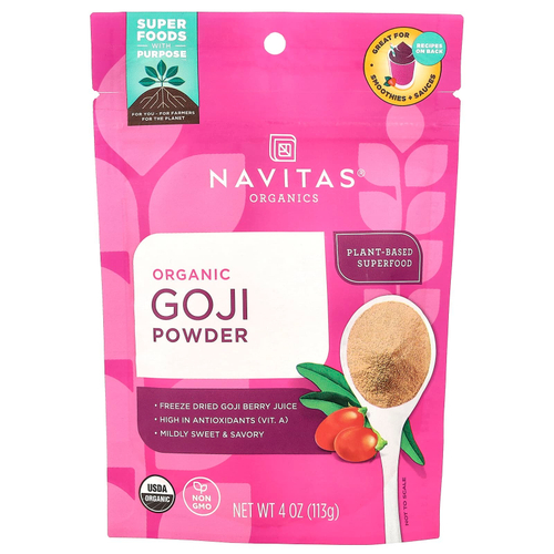Navitas Organics, органический порошок из ягод годжи, 113 г (4 унции)