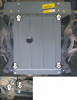 Защита картера Двигателя, КПП. 2 мм, Сталь. для Ford Mondeo II 1996-2000 MOTODOR.00705