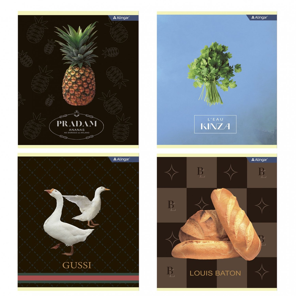 Тетрадь 48л., А5, клетка, Alingar "Enjoy every moment", скрепка, мелованный картон (стандарт), блок офсет, 4 дизайна в пленке т/у