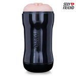 Телесный мастурбатор-вагина в черной колбе