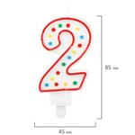 Свеча-цифра для торта "2" ДВУСТОРОННЯЯ с конфетти, 8,5 см, ЗОЛОТАЯ СКАЗКА, держатель, блистер, 591395