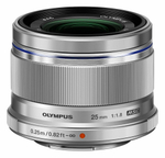 Olympus 25mm f/1.8, серебристый