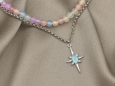 Подвеска Северная Звезда, 21,5мм с голубым кристаллом