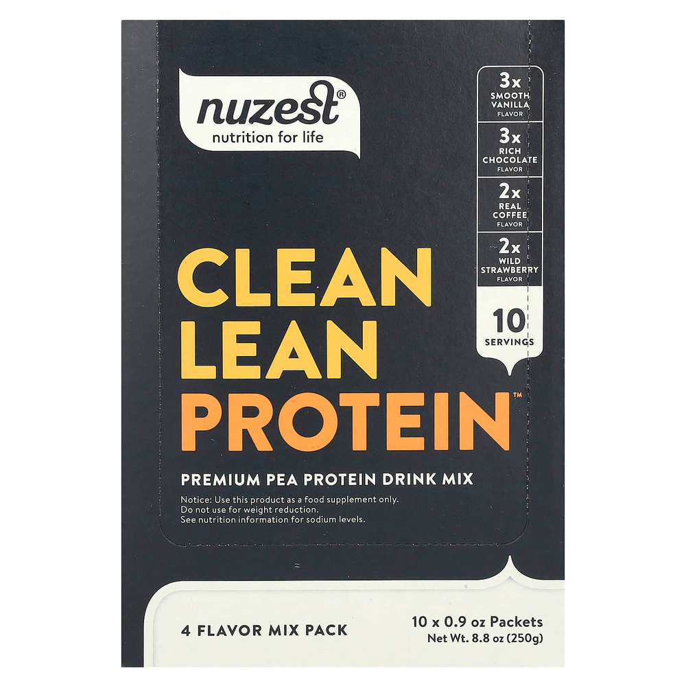 Nuzest, Clean Lean Protein, смесь 4 вкусов, 10 пакетиков по 25 г (0,9 унции)
