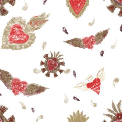 сердца винтаж на белом