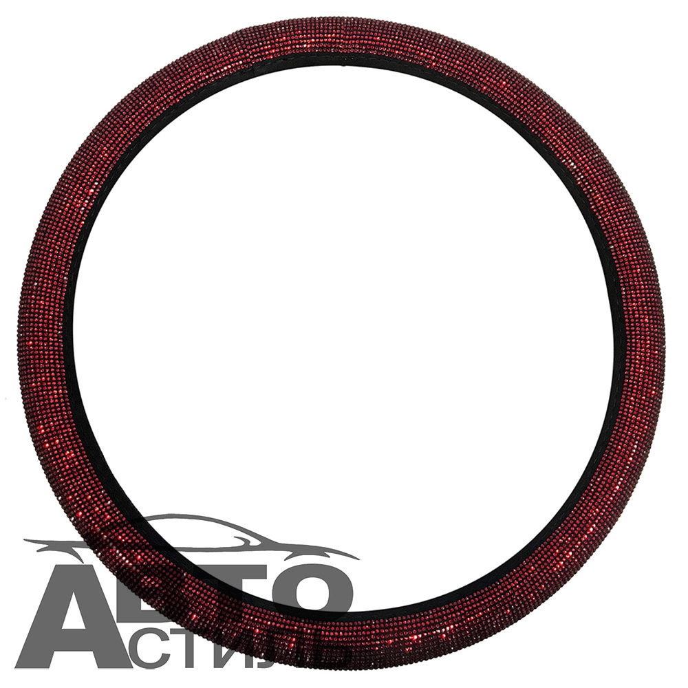 Оплетка на руль круглая Coolpart DIAMOND (37*38) к/з красный СТРАЗЫ A280-RD