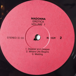 Винтажная виниловая пластинка LP Madonna Erotica, Volume 1 (Россия 1993) Bad Girl