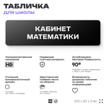Табличка для школы Кабинет Математики, школьные таблички на дверь кабинета, 30х8 см, Айдентика Технолоджи